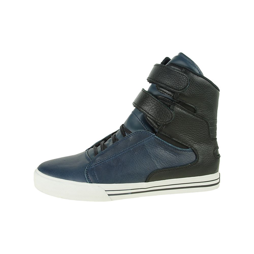 Baskets Montantes Supra TK Society Bleu Marine Noir Navy/Black Leather Homme | OEI-53407743